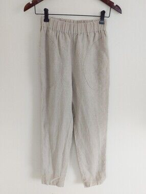 not PERFECT LINEN Genova Tapered Pants Elastic Waist Beige XS
